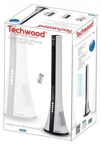 Вентилатор кула Techwood TVC-981T, 40W, Осцилация, 3 скорости, Таймер, Бял