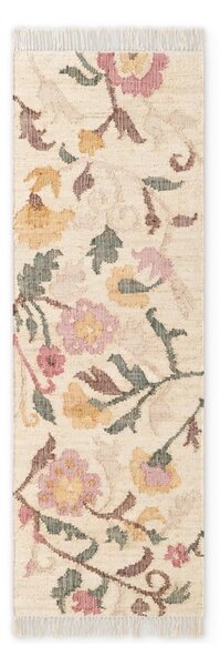 Кремава ръчно изработена ютена пътека 80x200 cm Roya Violette – Elle Decoration
