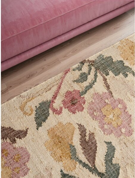 Кремава ръчно изработена ютена пътека 80x200 cm Roya Violette – Elle Decoration