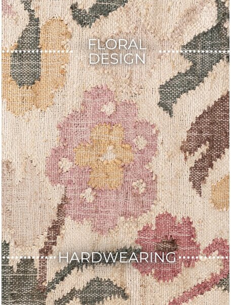 Кремава ръчно изработена ютена пътека 80x200 cm Roya Violette – Elle Decoration