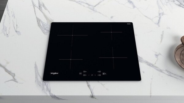 Керамичен плот за вграждане Whirlpool WS Q2160 NE, 7200W, 4 6th Sense зони, 9 степени, Таймер, Индукционен, Черен