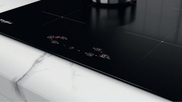Керамичен плот за вграждане Whirlpool WS Q2160 NE, 7200W, 4 6th Sense зони, 9 степени, Таймер, Индукционен, Черен