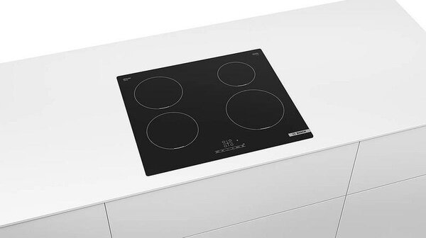 Керамичен плот за вграждане Bosch PUE611BB5E, 4600W, 4 зони, 17 степени, TouchSelect, ReStart, Индукционен, Черен