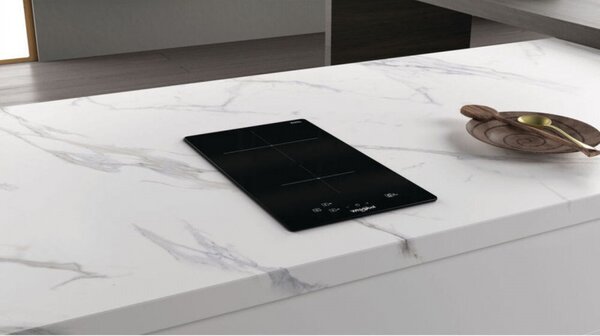 Керамичен плот за вграждане Whirlpool WS Q0530 NE, 3700W, 2 зони, 9 степени, Таймер, Индикатор за остатъчна топлина, Индукционен, Черен
