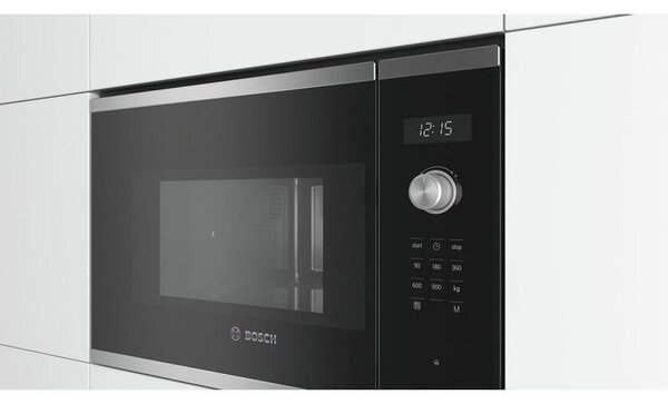 Микровълнова фурна за вграждане Bosch BFL554MS0,1450 W, 5 степени, 7 програми, 25 л, LED дисплей, Запаметяване, Черен