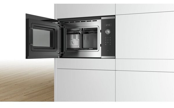 Микровълнова фурна за вграждане Bosch BFL554MS0,1450 W, 5 степени, 7 програми, 25 л, LED дисплей, Запаметяване, Черен