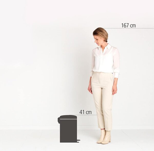Кош за боклук с педал Brabantia NewIcon 649026, 12 л, Плавно затваряне, Противоплъзгаща основа, Инокс/Мат