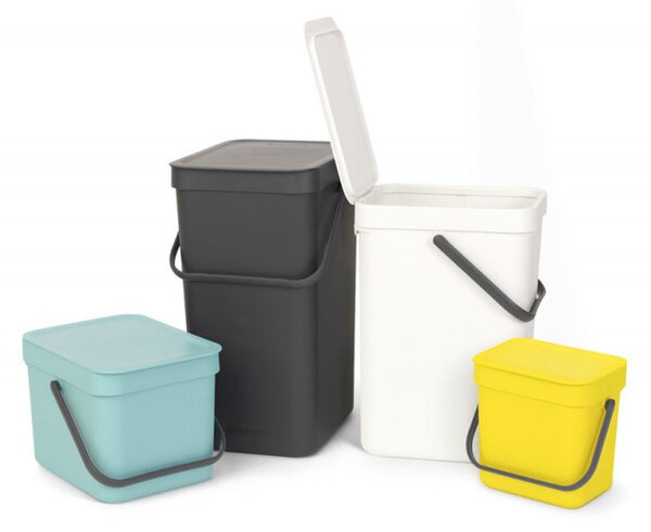 Кош за разделно събиране на боклук Brabantia Sort&Go 648974, 6 л, Дръжка, Възможност за стенен монтаж, Тъмносив