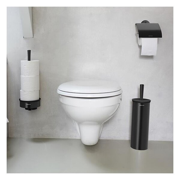 Държач за тоалетна хартия Brabantia ReNew 90300277, Устойчива на корозия, Черен мат