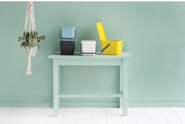 Кош за разделно събиране на боклук Brabantia Sort&Go 648974, 6 л, Дръжка, Възможност за стенен монтаж, Тъмносив