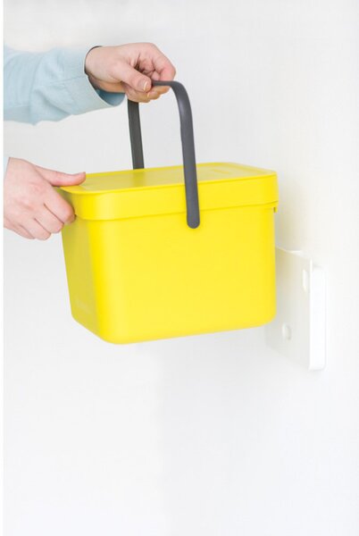 Кош за разделно събиране на боклук Brabantia Sort&Go 648974, 6 л, Дръжка, Възможност за стенен монтаж, Тъмносив