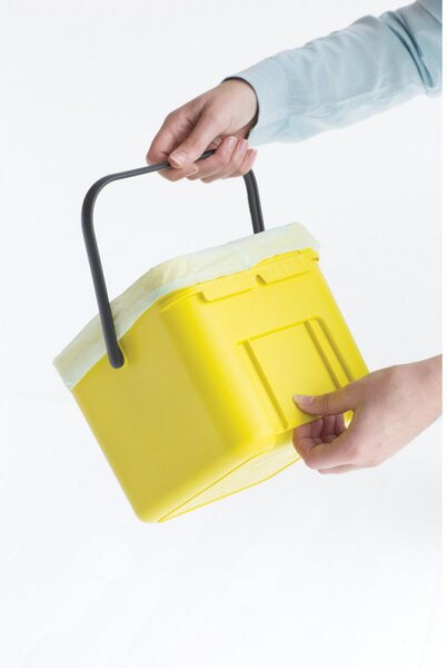 Кош за разделно събиране на боклук Brabantia Sort&Go 648974, 6 л, Дръжка, Възможност за стенен монтаж, Тъмносив