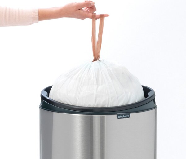 Кош за боклук Brabantia Touch Bin New 649732, 40 л, Безшумно и плавно затваряне, Плосък гръб, Сив
