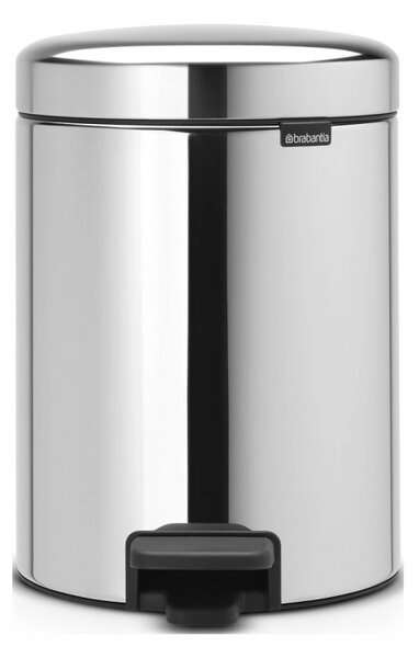 Кош за боклук с педал Brabantia NewIcon 649010, 5 л, Леко затваряне, Противоплъзгаща основа, Инокс