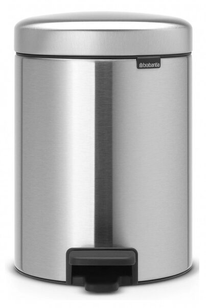 Кош за боклук с педал Brabantia NewIcon 649011, 5 л, Леко затваряне, Противоплъзгаща основа, Инокс/Мат