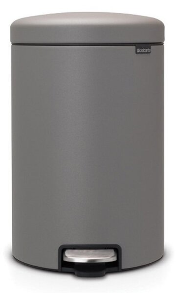 Кош за боклук с педал Brabantia NewIcon 1001091, 20 л, Плавно затваряне, Противоплъзгаща основа, Минерално покритие, Сив