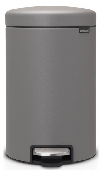 Кош за боклук с педал Brabantia NewIcon 1001090, 12 л, Плавно затваряне, Противоплъзгаща основа, Минерално покритие, Сив