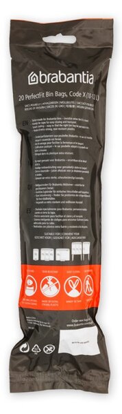 Торба за кош Brabantia размер Х (NewIcon/Bo), 10-12L, 20 броя, бели
