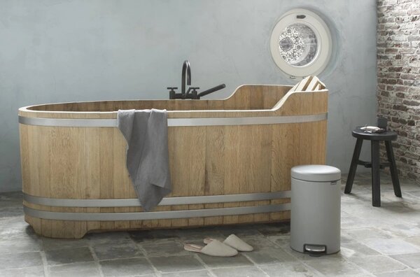Кош за боклук с педал Brabantia NewIcon 1001090, 12 л, Плавно затваряне, Противоплъзгаща основа, Минерално покритие, Сив