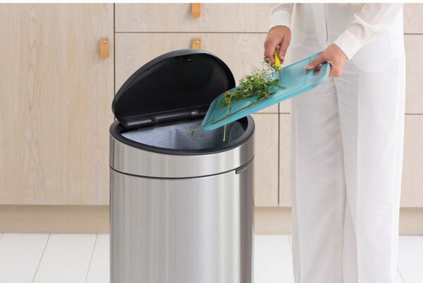 Кош за боклук Brabantia Touch Bin New 650532, 40 л, Безшумно и плавно затваряне, Плосък гръб, Инокс/мат