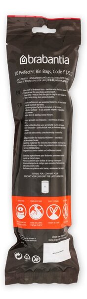 Торбички за кош Brabantia PerfectFit NewIcon 650536, Размер Y, 20 л, 20 броя, Бял