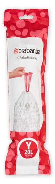 Торбички за кош Brabantia PerfectFit NewIcon 650536, Размер Y, 20 л, 20 броя, Бял