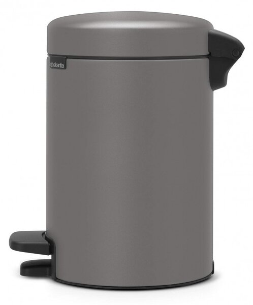 Кош за боклук с педал Brabantia NewIcon 1001096, 3 л, Плавно затваряне, Противоплъзгаща основа, Минерално покритие, Сив
