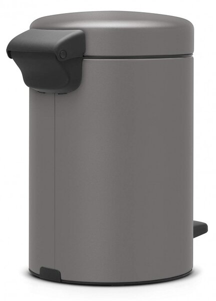 Кош за боклук с педал Brabantia NewIcon 1001096, 3 л, Плавно затваряне, Противоплъзгаща основа, Минерално покритие, Сив