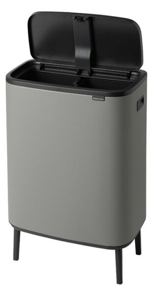 Кош за боклук Brabantia Bo Touch Hi 1001266, 2x30 л, Плътно прилепване към стена, Реглаж на краката, Минерално покритие, Сив