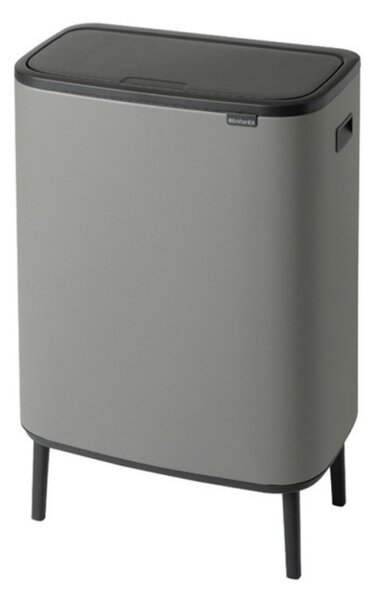 Кош за боклук Brabantia Bo Touch Hi 1001266, 2x30 л, Плътно прилепване към стена, Реглаж на краката, Минерално покритие, Сив