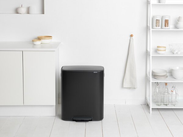 Кош за боклук Brabantia Bo Pedal 1003191, 2x30 л, Плавно затваряне, Противоплъзгаща основа, Черен
