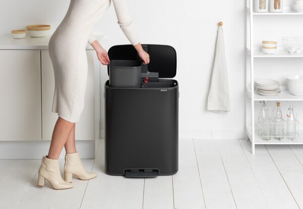 Кош за боклук Brabantia Bo Pedal 1003191, 2x30 л, Плавно затваряне, Противоплъзгаща основа, Черен