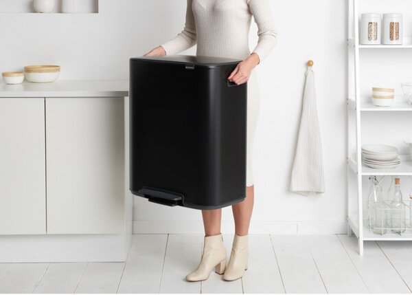 Кош за боклук Brabantia Bo Pedal 1003191, 2x30 л, Плавно затваряне, Противоплъзгаща основа, Черен
