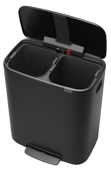 Кош за боклук Brabantia Bo Pedal 1003191, 2x30 л, Плавно затваряне, Противоплъзгаща основа, Черен