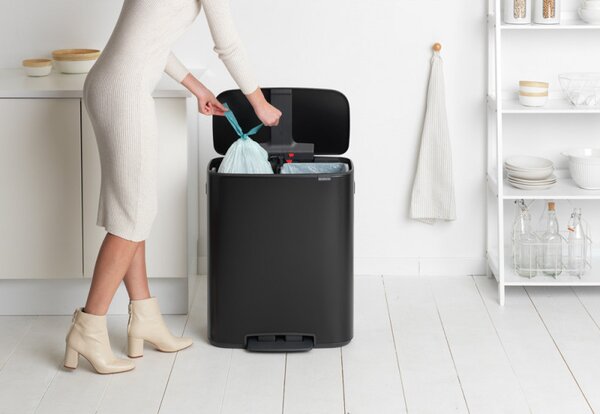 Кош за боклук Brabantia Bo Pedal 1003191, 2x30 л, Плавно затваряне, Противоплъзгаща основа, Черен