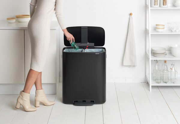 Кош за боклук Brabantia Bo Pedal 1003191, 2x30 л, Плавно затваряне, Противоплъзгаща основа, Черен