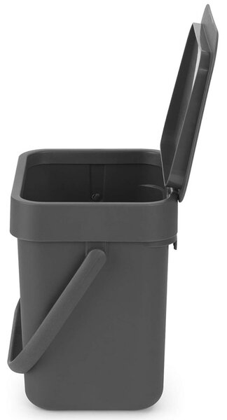 Кош за разделно събиране на боклук Brabantia Sort&Go 1003230, 3 л, Дръжка, Възможност за стенен монтаж, Тъмносив