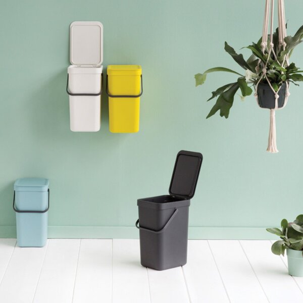 Кош за разделно събиране на боклук Brabantia Sort&Go 1003235, 16 л, Дръжка, Възможност за стенен монтаж, Тъмнозелен