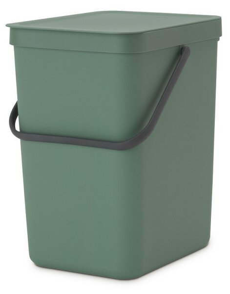 Кош за разделно събиране на боклук Brabantia Sort&Go 1003236, 25 л, Дръжка, Възможност за стенен монтаж, Тъмнозелен