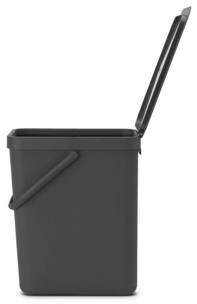 Кош за разделно събиране на боклук Brabantia Sort&Go 1003237, 25 л, Дръжка, Възможност за стенен монтаж, Тъмносив