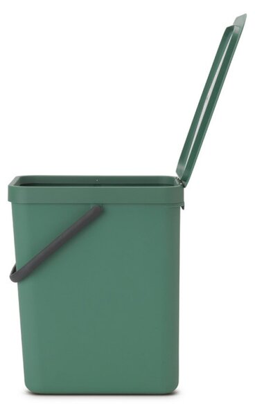 Кош за разделно събиране на боклук Brabantia Sort&Go 1003236, 25 л, Дръжка, Възможност за стенен монтаж, Тъмнозелен