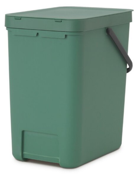 Кош за разделно събиране на боклук Brabantia Sort&Go 1003236, 25 л, Дръжка, Възможност за стенен монтаж, Тъмнозелен