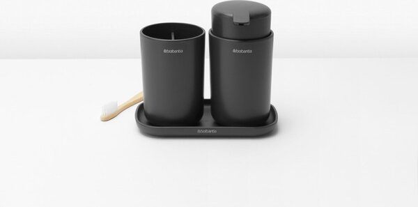 Комплект аксесоари за баня Brabantia ReNew 1003491, 3 части, 250 мл, Устойчиви на корозия, Тъмносив