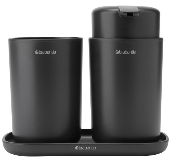Комплект аксесоари за баня Brabantia ReNew 1003491, 3 части, 250 мл, Устойчиви на корозия, Тъмносив