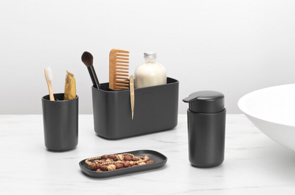 Комплект аксесоари за баня Brabantia ReNew 1003491, 3 части, 250 мл, Устойчиви на корозия, Тъмносив