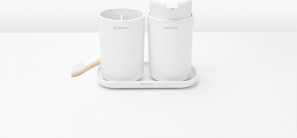 Комплект аксесоари за баня Brabantia ReNew 1003492, 3 части, 250 мл, Устойчиви на корозия, Бял