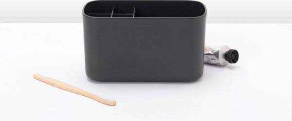 Кутия за аксесоари за баня Brabantia ReNew 1003493, Устойчива на корозия, Вътрешен разделител, Противоплъзгаща основа, Тъмносив