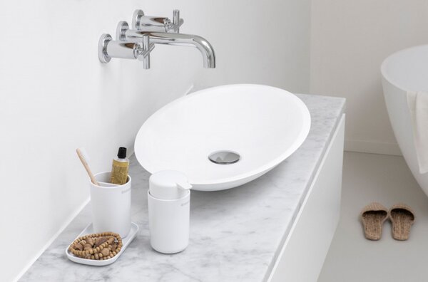 Комплект аксесоари за баня Brabantia ReNew 1003492, 3 части, 250 мл, Устойчиви на корозия, Бял