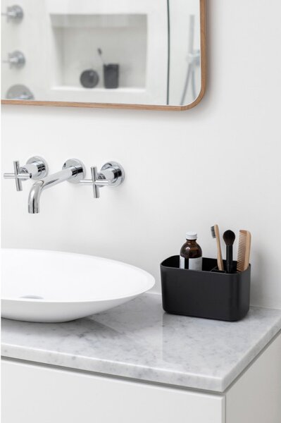 Кутия за аксесоари за баня Brabantia ReNew 1003493, Устойчива на корозия, Вътрешен разделител, Противоплъзгаща основа, Тъмносив