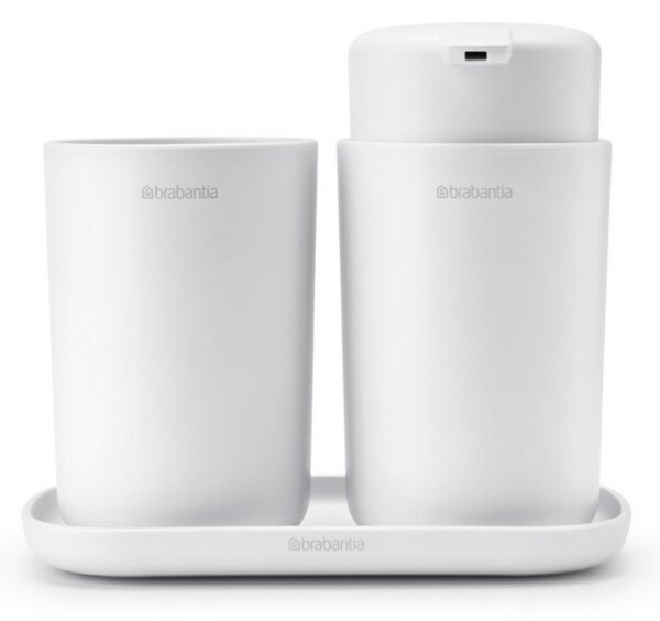 Комплект аксесоари за баня Brabantia ReNew 1003492, 3 части, 250 мл, Устойчиви на корозия, Бял